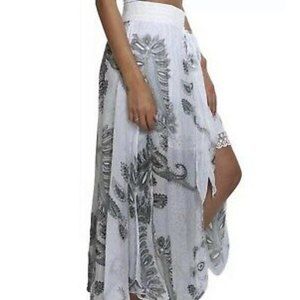 Skirts Silk Nwot Scandal Of Italy Boho Paisley Long Split Overskirt